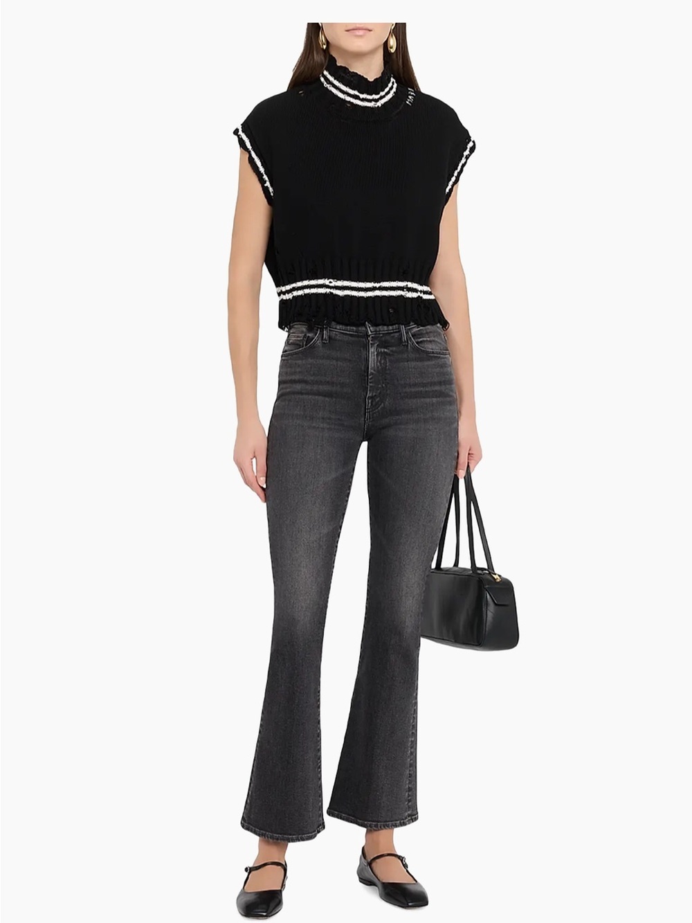 Mother The Weekender High-Rise Black Flared Women’s Jeans Size 31